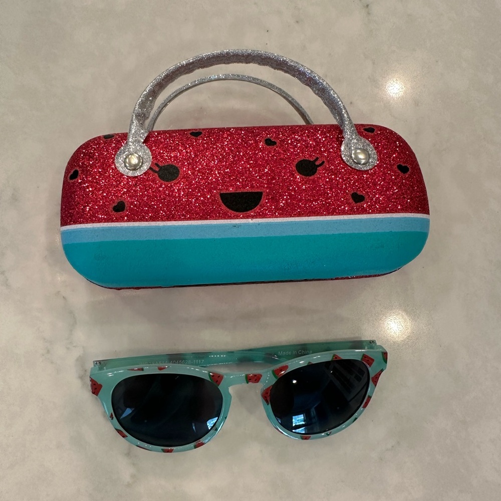 SOLD - Girls watermelon sunglasses with case
